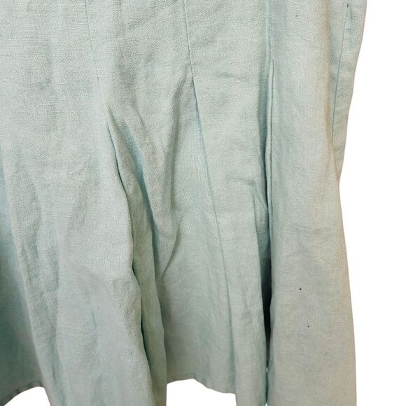 Twenty-One 100% Linen Aqua Blue Pleated Skirt SZ LG - Picture 9 of 10